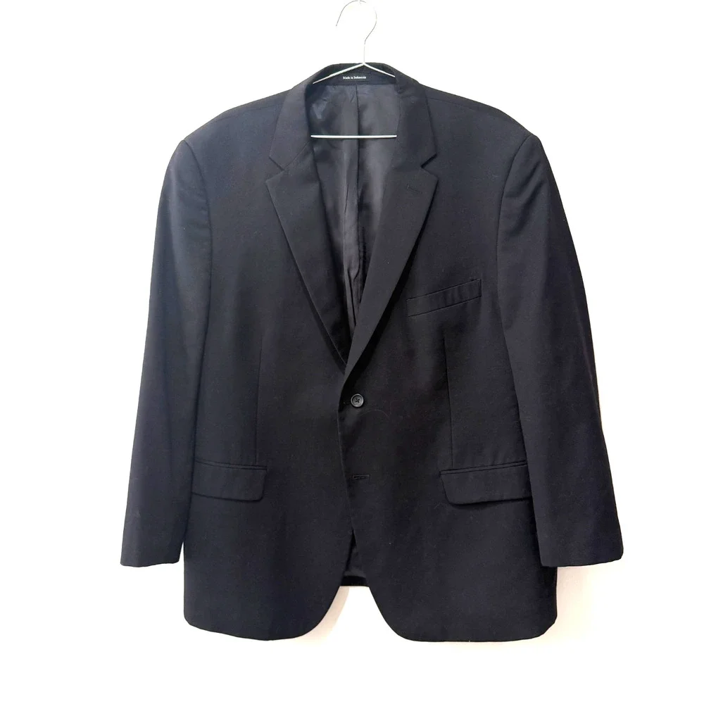 Pronto Uomo 48R Men's Platinum Blazer Black 100% Wool 2 Button Sport Coat - Picture 1 of 7
